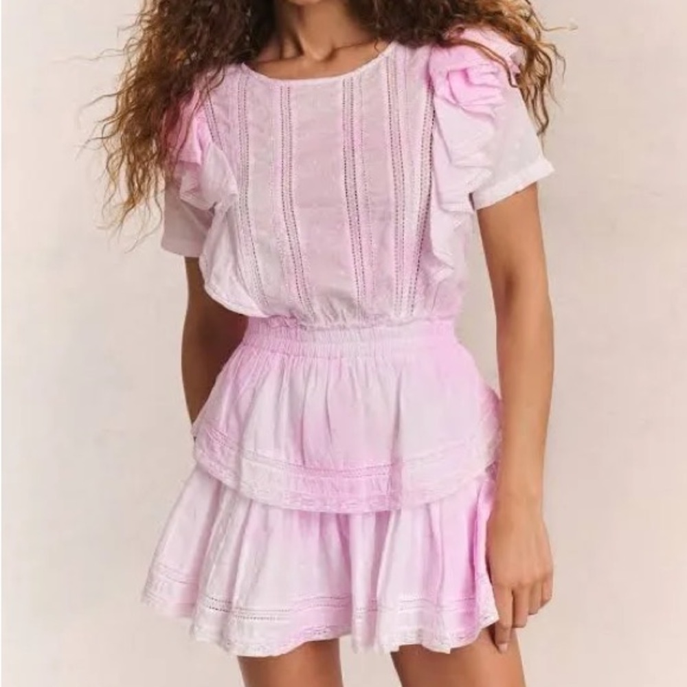 LoveShackFancy Natasha heritage mini dress in peony pink - Picture 1 of 4